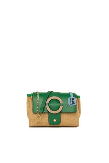 Соломенная сумка с крышкой и деревянными аксессуарами Bagmori, зеленый