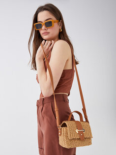 Соломенная женская сумка через плечо LCW ACCESSORIES, светло-коричневый