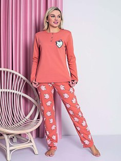 Женский пижамный комплект Young Interlock, хлопок с рисунком яблока, сезонный W20442251 ahengim, плитка