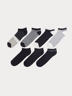 Мужские носки-пинетки с рисунком, 7 пар носков LCW ACCESSORIES, окрашенная пряжа смешанного цвета