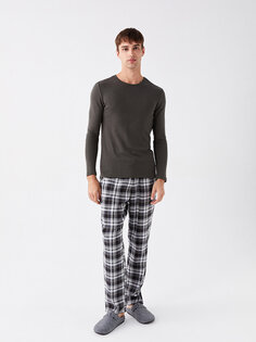 Мужские пижамные штаны в клетку со стандартным узором LCW DREAM, черный плед