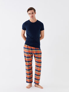 Мужские пижамные штаны в клетку со стандартным узором LCW ECO, оранжевый плед