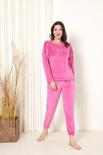 Женский пижамный комплект из французского бархата с идеальным принтом и эластичными штанинами, сезонный W20532288 ahengim, фуксия