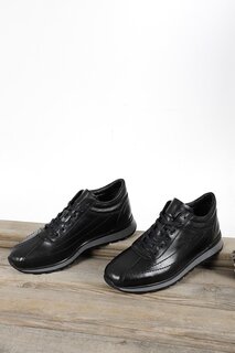 Мужские повседневные кроссовки из натуральной кожи на шнуровке 01333 GÖNDERİ(R), черный