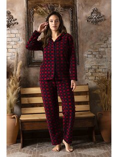 Женский пижамный комплект с воротником рубашки SUDE, красный
