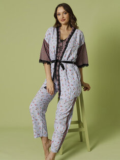 Женский пижамный комплект с V-образным вырезом и короткими рукавами CHARME