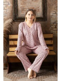 Женский пижамный комплект с V-образным вырезом и вышивкой SUDE, розовый
