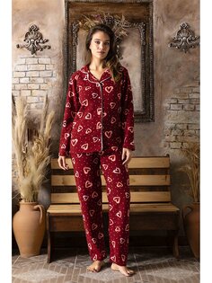 Женский пижамный комплект с воротником рубашки SUDE, красный