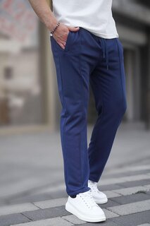 Мужские спортивные брюки с открытыми штанинами темно-синего цвета 6515 MADMEXT