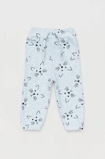 Спортивные брюки для девочек с кошачьим принтом и кружевной талией Fullamoda, серый