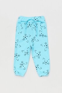 Спортивные брюки для девочек с кошачьим принтом и кружевной талией Fullamoda, синий