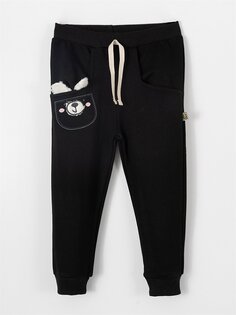 Спортивные брюки для девочек с принтом и эластичной резинкой на талии Mışıl Kids, черный