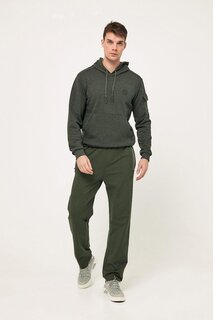 Спортивные брюки на молнии с карманами и текстовым принтом Fullamoda, хаки