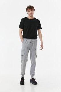 Спортивные брюки с карманами-карго и принтом Fullamoda, серый
