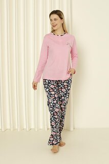 Женский пижамный комплект, одинарный трикотаж, майка с длинным рукавом, хлопок, сезонный цвет, W20282243 ahengim, сахарный розовый