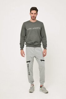 Спортивные брюки-джоггеры на молнии с детальным текстовым принтом Fullamoda, серый
