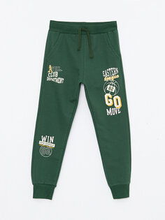 Спортивные брюки-джоггеры с принтом и эластичной резинкой на талии для мальчиков LCW Kids, средне-зеленый