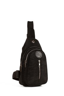 Женский рюкзак из мятой ткани с тремя отделениями и нагрудная сумка с надписью (20626) Luwwe Bags, черный