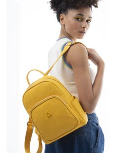 Женский рюкзак с кожаным принтом BENETTON, желтый