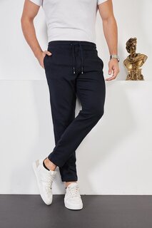 Мужские темно-синие хлопковые брюки-джоггеры с эластичной резинкой на талии и брючинах Z Giyim