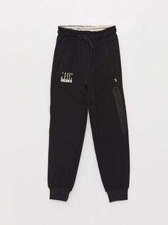 Спортивные брюки-джоггеры с принтом и эластичной резинкой на талии для мальчиков Mışıl Kids, черный