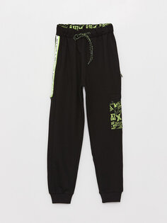 Спортивные брюки-джоггеры с принтом и эластичной резинкой на талии для мальчиков Mışıl Kids, черный