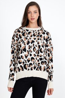 Женский свитер оверсайз с леопардовым узором Rodi, камень