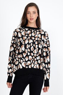 Женский свитер оверсайз с леопардовым узором Rodi, черный