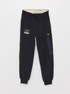 Спортивные брюки-джоггеры с принтом и эластичной резинкой на талии для мальчиков Mışıl Kids, темно-синий