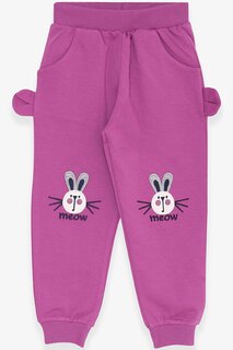 Спортивные штаны для девочек фиолетового цвета с вышивкой кролика (1–4 года) Breeze