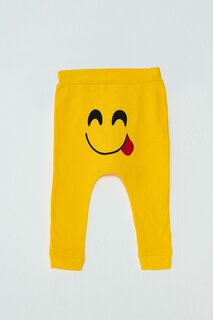 Спортивные штаны для маленьких девочек с принтом Emoji JackandRoy, желто-черный