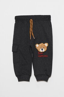 Спортивные штаны для маленьких мальчиков с карманами и принтом медведя JackandRoy, антрацит