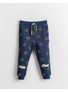 Спортивные штаны для маленьких девочек с принтом и эластичной резинкой на талии Mışıl Kids, темно-синий