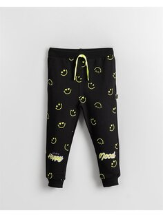 Спортивные штаны для маленьких девочек с принтом и эластичной резинкой на талии Mışıl Kids, черный