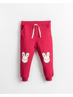 Спортивные штаны для маленьких девочек с принтом и эластичной резинкой на талии Mışıl Kids, слива