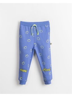 Спортивные штаны для маленьких девочек с принтом и эластичной резинкой на талии Mışıl Kids, темно-синий