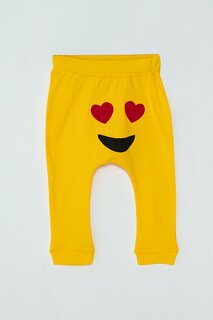 Спортивные штаны для маленьких девочек с принтом Emoji JackandRoy, желтый красный
