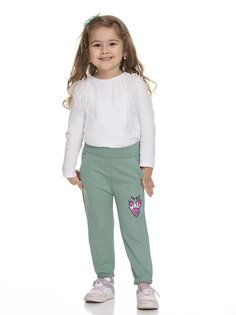 Спортивные штаны для маленьких девочек с принтом в виде сердечек 110104 MYHANNE, зеленый