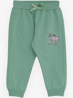 Спортивные штаны для маленьких девочек с принтом и эластичной резинкой на талии Breeze, мятно-зеленый