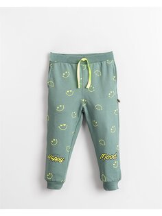 Спортивные штаны для маленьких девочек с принтом и эластичной резинкой на талии Mışıl Kids, зеленый