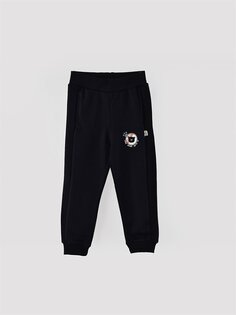 Спортивные штаны для маленьких мальчиков с принтом и эластичной резинкой на талии Mışıl Kids, черный