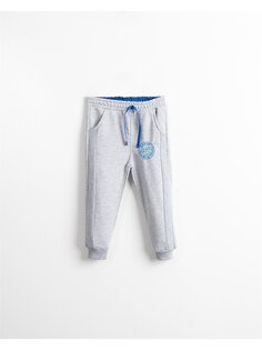 Спортивные штаны для маленьких мальчиков с принтом и эластичной резинкой на талии Mışıl Kids, серый