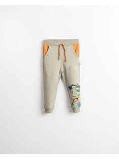 Спортивные штаны для маленьких мальчиков с принтом и эластичной резинкой на талии Mışıl Kids, светло-зеленый