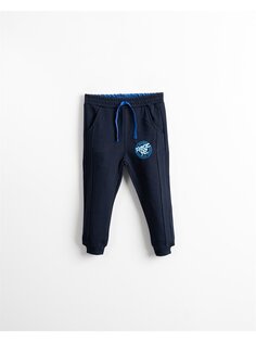 Спортивные штаны для маленьких мальчиков с принтом и эластичной резинкой на талии Mışıl Kids, темно-синий