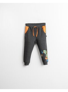 Спортивные штаны для маленьких мальчиков с принтом и эластичной резинкой на талии Mışıl Kids, антрацит