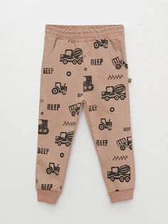 Спортивные штаны для маленьких мальчиков с принтом и эластичной резинкой на талии Mışıl Kids, бежевый