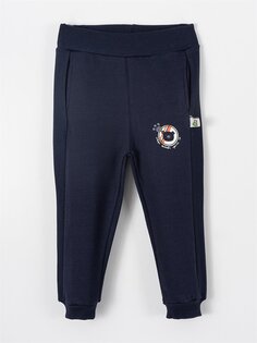 Спортивные штаны для маленьких мальчиков с принтом и эластичной резинкой на талии Mışıl Kids, светло-темно-синий
