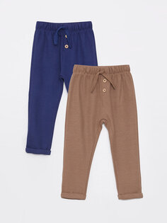 Спортивные штаны для маленьких мальчиков с эластичной резинкой на талии, 2 шт. LCW baby, светло-темно-синий