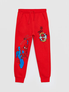 Спортивные штаны для мальчиков с принтом «Человек-паук» на эластичной талии LCW Kids, яркий красный