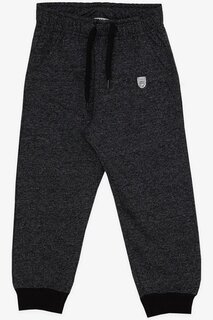 Спортивные штаны для мальчика черные меланжовые с вышитыми карманами и шнуровкой (1,5-5 лет) Breeze